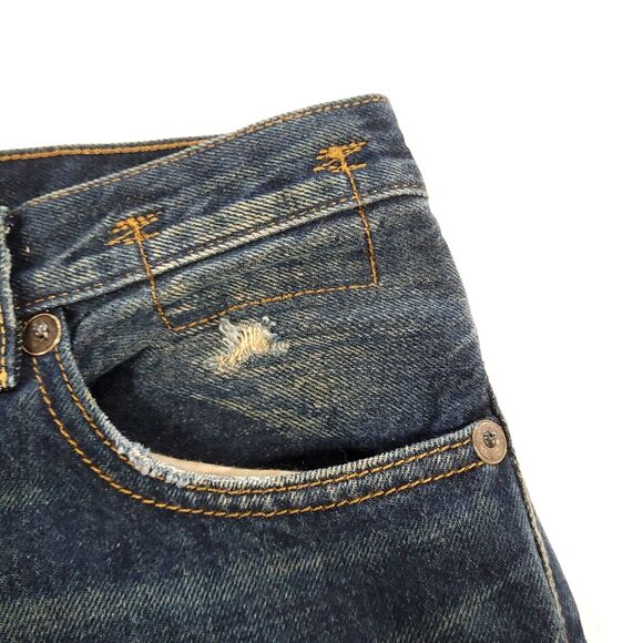 R13 The Classic straight leg Italy Jeans 28 Indigo R13W0189-197 distressed US 8 - Picture 6 of 16